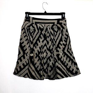 ANTONIO MELANI Black and Cream Geometric Mini Skirt